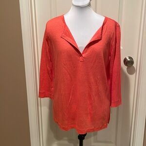 Loft Orange Tunic Top with Side Slits Size M